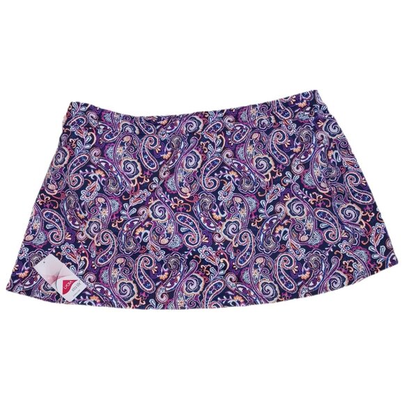 Land's End Womens 20W Bathing Suit Bottoms Skirt Paisley Blue Swimsuit - Picture 6 of 8